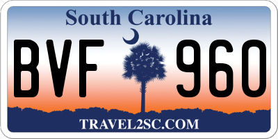 SC license plate BVF960