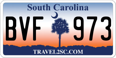 SC license plate BVF973