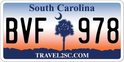 SC license plate BVF978