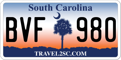 SC license plate BVF980