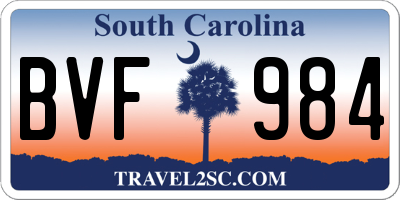SC license plate BVF984