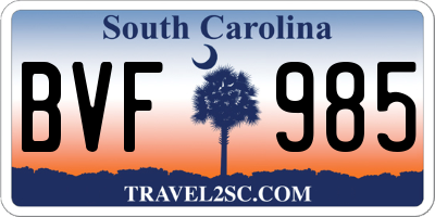 SC license plate BVF985