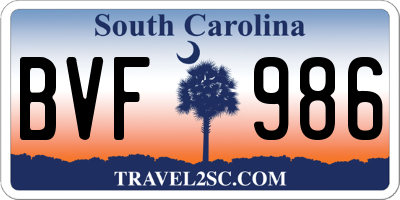 SC license plate BVF986