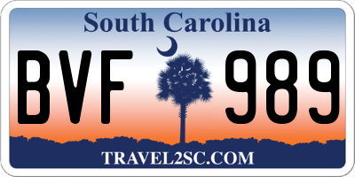 SC license plate BVF989