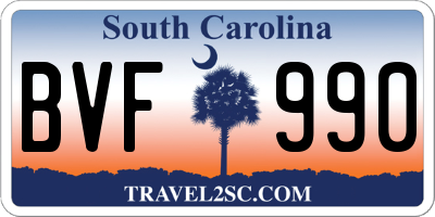 SC license plate BVF990