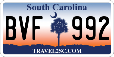 SC license plate BVF992