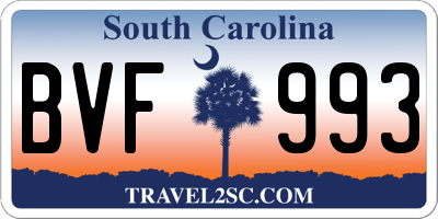 SC license plate BVF993
