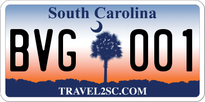SC license plate BVG001