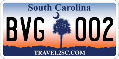 SC license plate BVG002