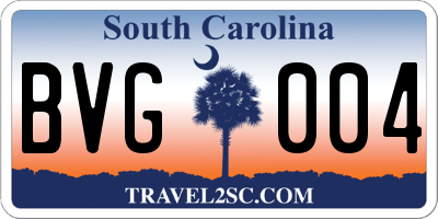 SC license plate BVG004