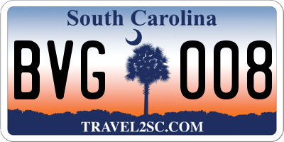 SC license plate BVG008
