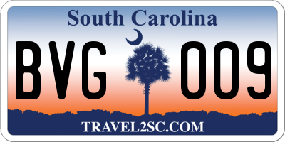SC license plate BVG009