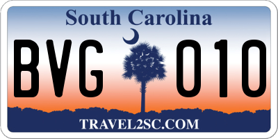 SC license plate BVG010