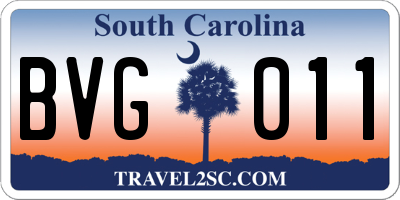 SC license plate BVG011