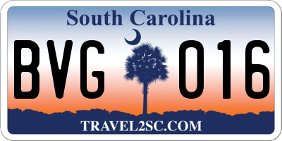 SC license plate BVG016