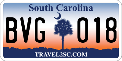 SC license plate BVG018
