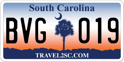 SC license plate BVG019