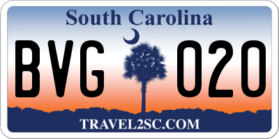 SC license plate BVG020
