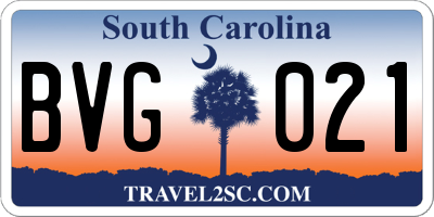 SC license plate BVG021