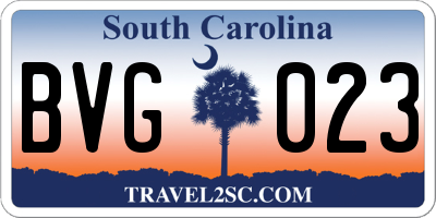SC license plate BVG023