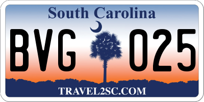 SC license plate BVG025