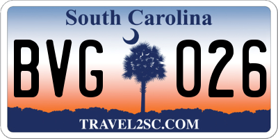 SC license plate BVG026