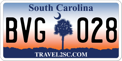 SC license plate BVG028