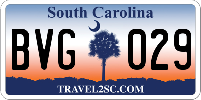 SC license plate BVG029