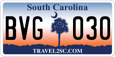 SC license plate BVG030