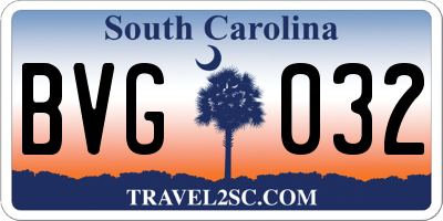 SC license plate BVG032