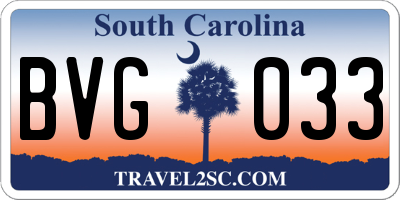SC license plate BVG033