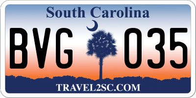 SC license plate BVG035