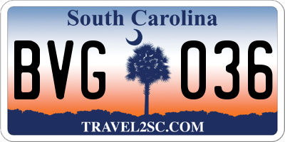 SC license plate BVG036