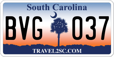 SC license plate BVG037