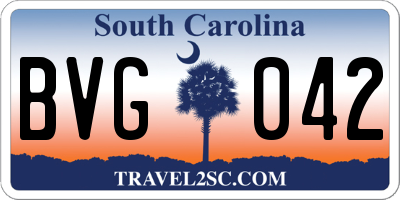 SC license plate BVG042