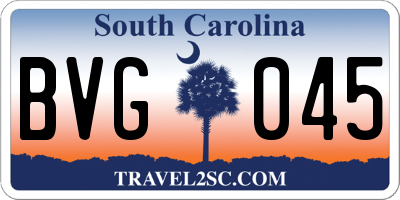 SC license plate BVG045