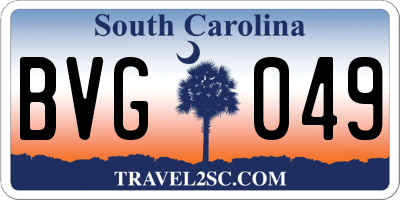 SC license plate BVG049