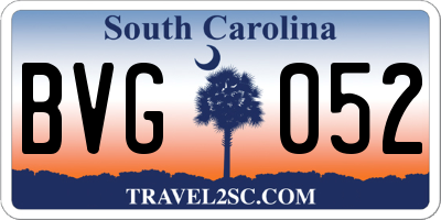 SC license plate BVG052