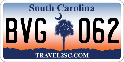 SC license plate BVG062