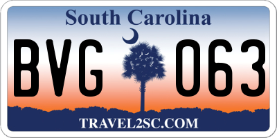 SC license plate BVG063