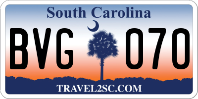 SC license plate BVG070
