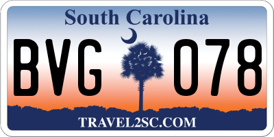 SC license plate BVG078