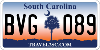 SC license plate BVG089
