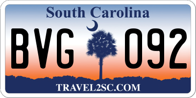SC license plate BVG092