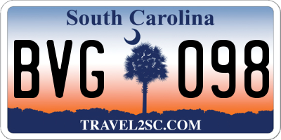 SC license plate BVG098
