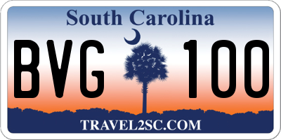 SC license plate BVG100