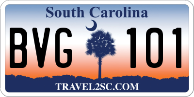SC license plate BVG101