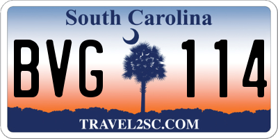 SC license plate BVG114