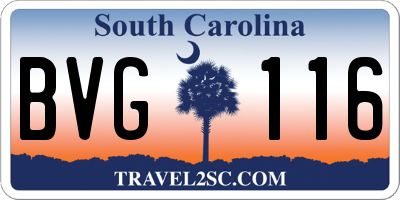 SC license plate BVG116
