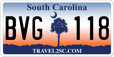 SC license plate BVG118